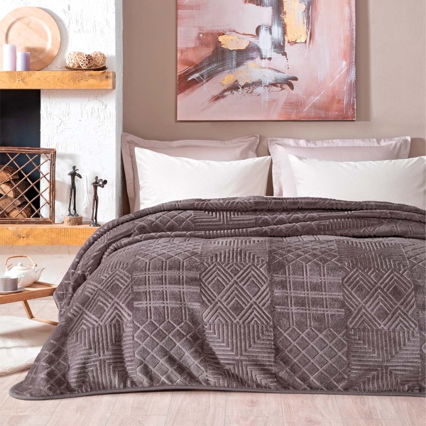 Aeva Emboss 200 x 220 cm Double Blanket - Purple