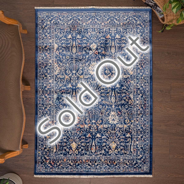 Rome North Pole 120 x 180 cm Zymta Winter Carpet - Navy Blue / Light Beige / Blue / Salmon