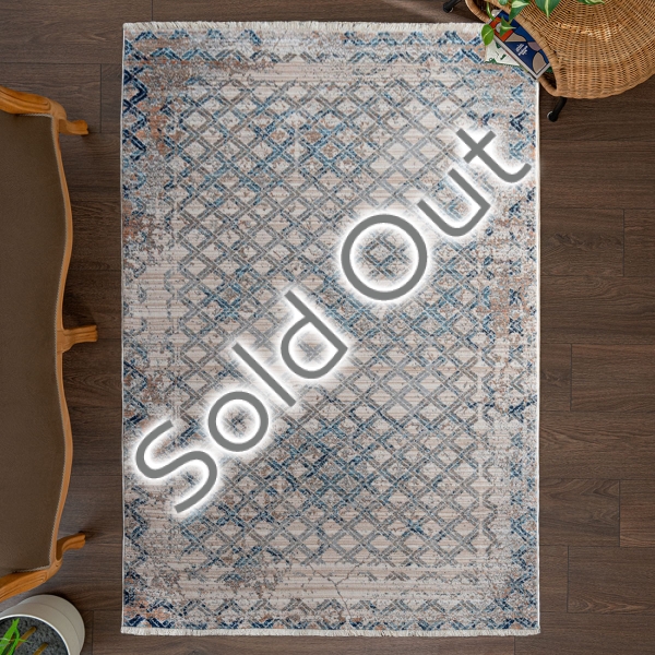 Rome Mini Lozenges 160 x 240 cm Zymta Winter Carpet - Light Beige / Turquoise / Orange / Grey