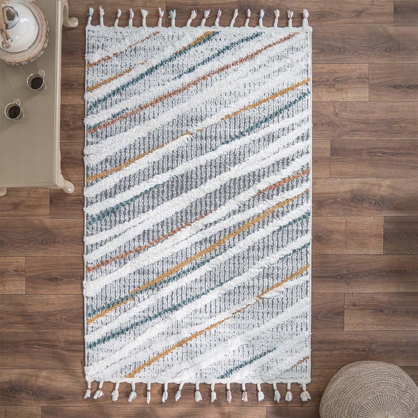 Barcelona Diagon 120 x 180 cm Zymta Winter Carpet - Yellow / Cream