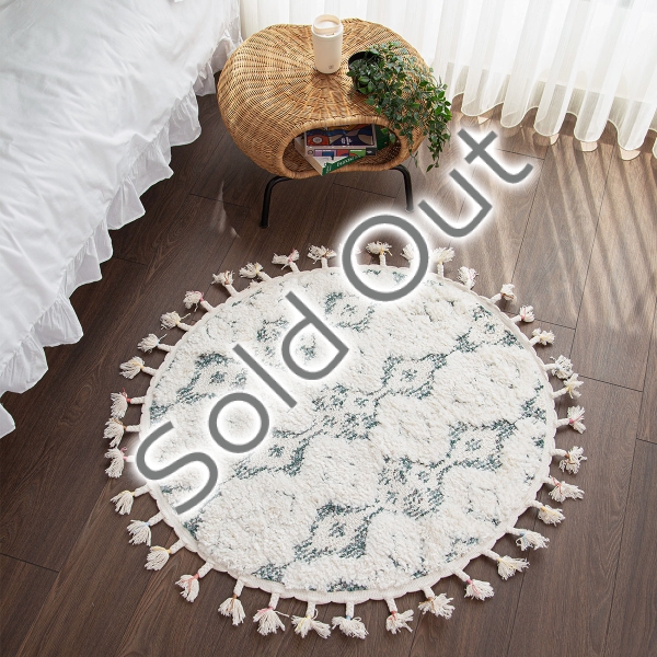 Barcelona Vyana 100 x 100 cm Round Zymta Winter Carpet - Cream / Green