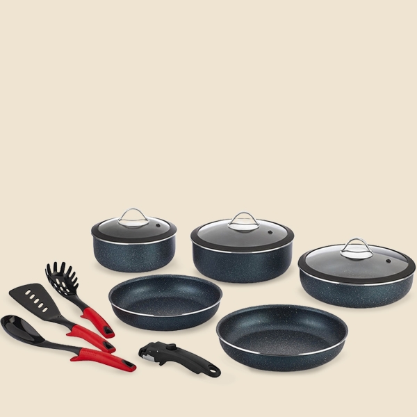 12 Pieces Motto Cookware Set - Blue