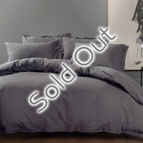 4 Pieces Plain Cotton King Size Duvet Cover Set 240 x 220 cm - Anthracite