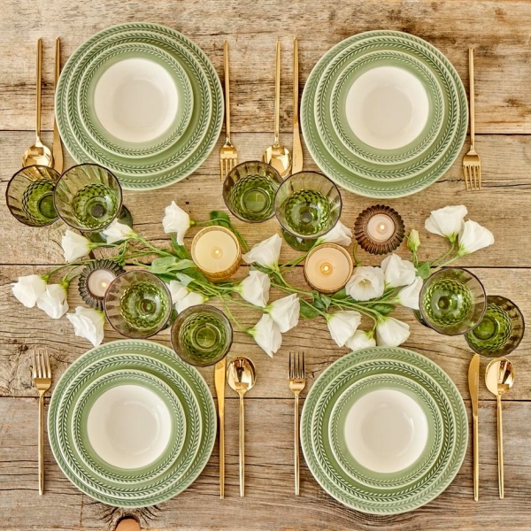 12 Pieces Monica Stoneware Dinner Set - Green