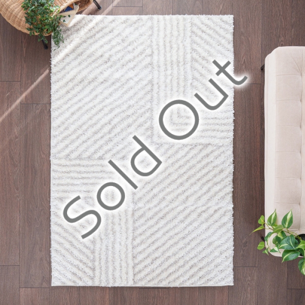 Bella Diagon 160 x 230 cm Zymta Winter Carpet - Cream / Light Grey