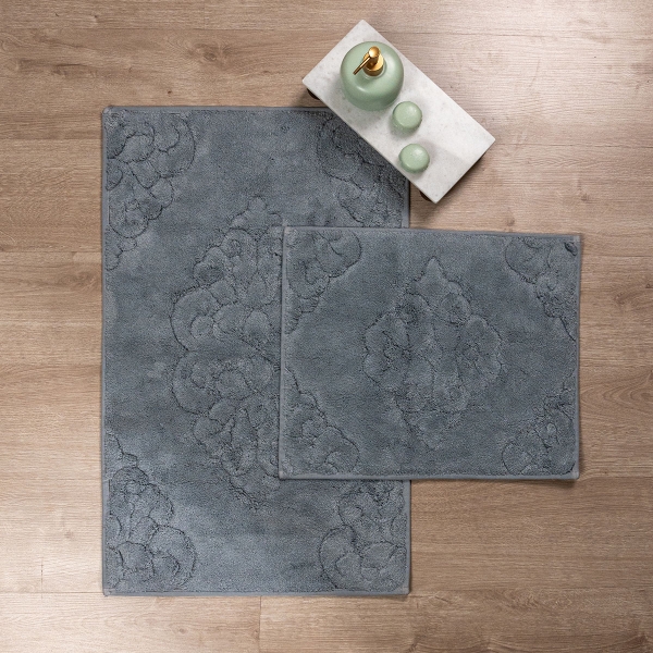 2 Pieces Jordan Elegant Bath Mat Set 50 x 80 - 50 x 40 cm - Grey
