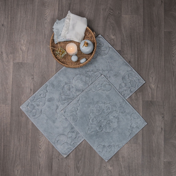 2 Pieces Jordan Elegant Bath Mat Set 50 x 80 - 50 x 40 cm - Grey