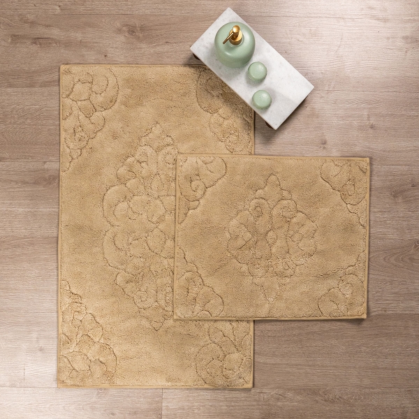 2 Pieces Jordan Elegant Bath Mat Set 50 x 80 - 50 x 40 cm - Beige