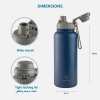 Stainless Steel Water Bottle 1L Double Wall Insulated Bottles, BPA Free Vacuum Flask For Hot and Cold Water Leak Proof Wide Mouth for Office, School, Picnics, Gym, and All Age Range (Navy Blue)