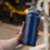 Stainless Steel Water Bottle 1L Double Wall Insulated Bottles, BPA Free Vacuum Flask For Hot and Cold Water Leak Proof Wide Mouth for Office, School, Picnics, Gym, and All Age Range (Navy Blue)