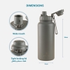 Stainless Steel Water Bottle 1L Double Wall Insulated Bottles, BPA Free Vacuum Flask For Hot and Cold Water Leak Proof Wide Mouth for Office, School, Picnics, and All Age Range (Grey)