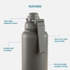 Stainless Steel Water Bottle 1L Double Wall Insulated Bottles, BPA Free Vacuum Flask For Hot and Cold Water Leak Proof Wide Mouth for Office, School, Picnics, and All Age Range (Grey)