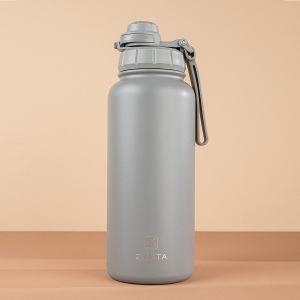 Stainless Steel Water Bottle 1L Double Wall Insulated Bottles, BPA Free Vacuum Flask For Hot and Cold Water Leak Proof Wide Mouth for Office, School, Picnics, and All Age Range (Grey)