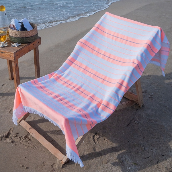 Lines 90 x 170 cm Beach Towel Cotton - Orange