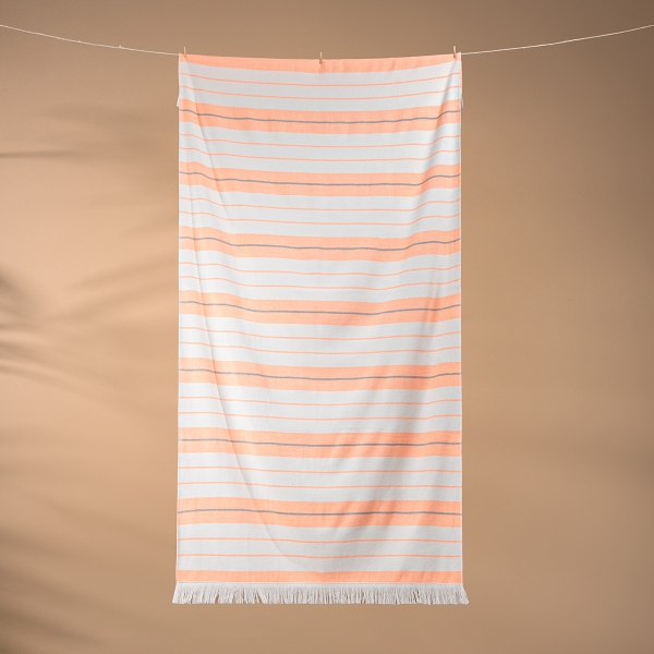 90 x 170 cm Lines Cotton Beach Towel - Orange