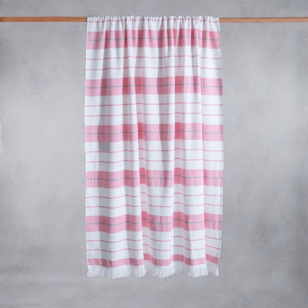Lines 90 x 170 cm Beach Towel Cotton - Pink