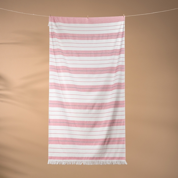 90 x 170 cm Lines Cotton Beach Towel - Pink