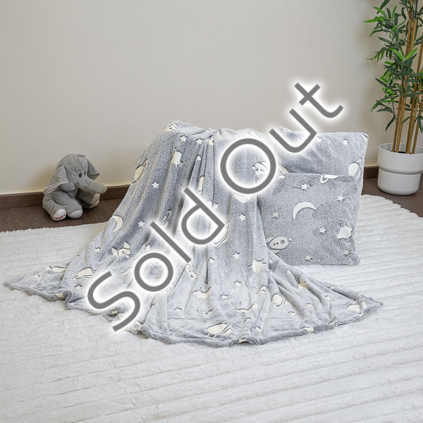 3 Pieces Glow-In-The-Dark Space Blanket Set 150 x 200 cm - Grey