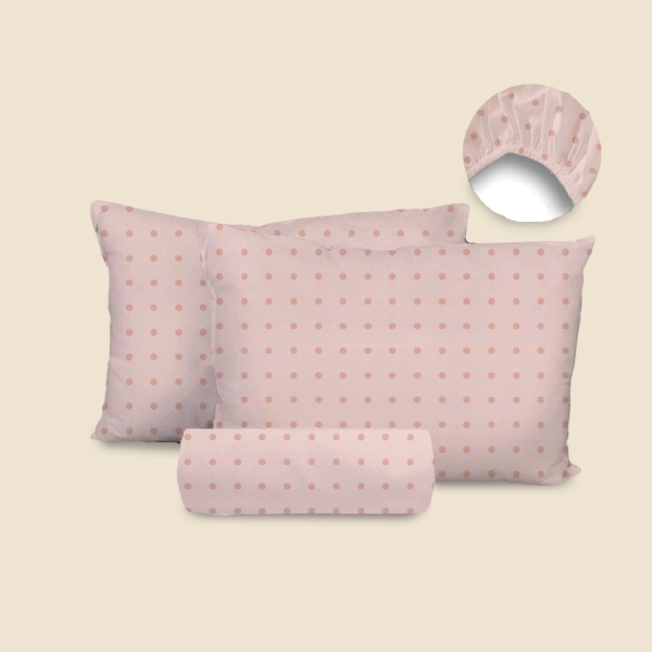 3 Pieces Spot Cotton Ranforce King Size Fitted Sheet Set 200 x 200 + 30 cm - Salmon