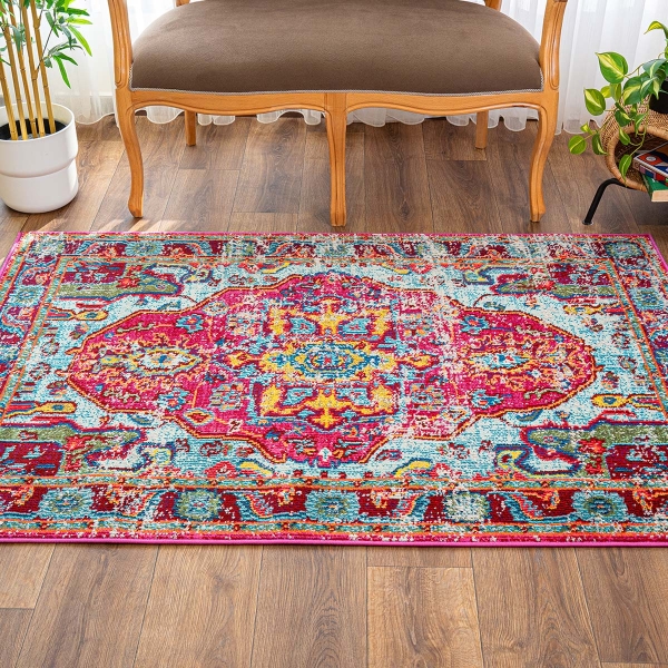 Art Vibrant kaleidoscope 160 x 230 cm Zymta Winter Carpet - Fuschia / Yellow / Blue / Green