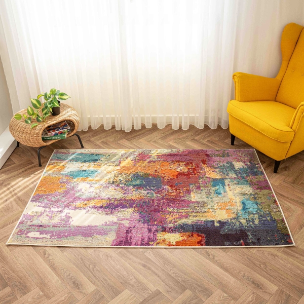 Art Artful Area 80 x 300 cm Zymta Winter Carpet - Plum / Orange / Blue / Beige