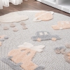 Cloud Round Trip 100 x 100 cm Round Zymta Winter Carpet - Bluish Grey / Salmon / Cream / Light Brown 