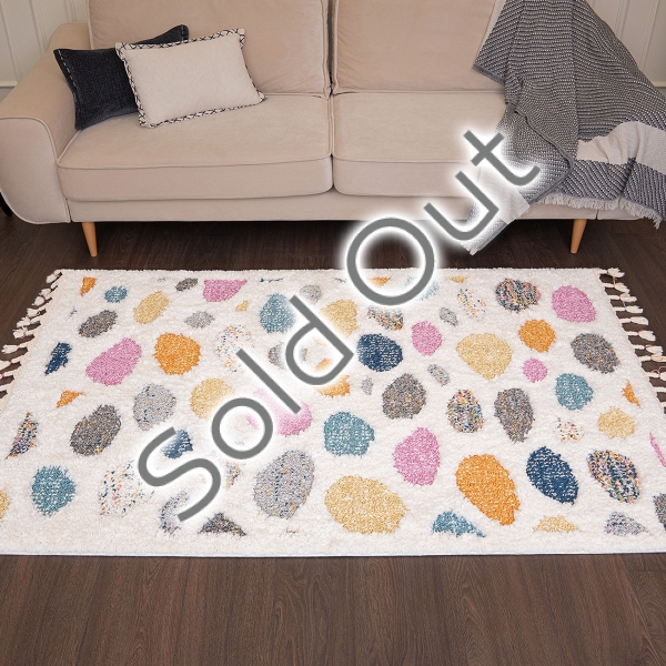 Barcelona Colorful Pebble Shag 120 x 180 cm Zymta Winter Carpet - Yellow / Orange / Blue / Anthracite