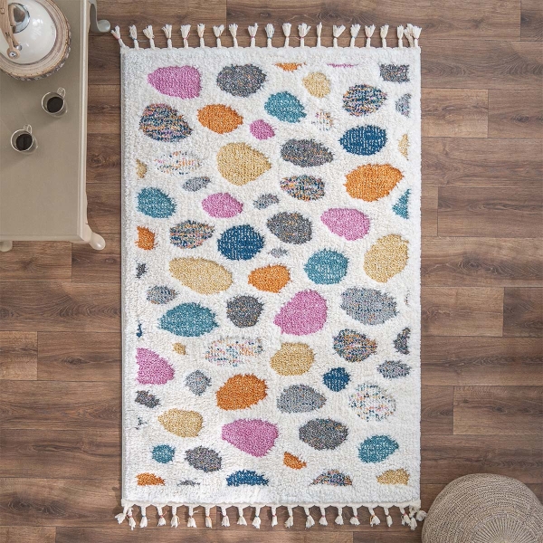 Barcelona Colorful Pebble Shag 200 x 300 cm Zymta Winter Carpet - Yellow / Orange / Blue / Anthracite