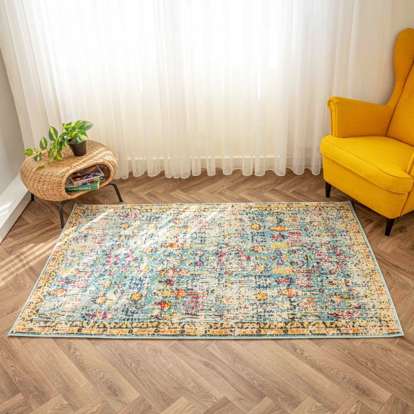 Art Barbola 80 x 300 cm Zymta Winter Carpet - Blue / Yellow / Orange / Fuchsia