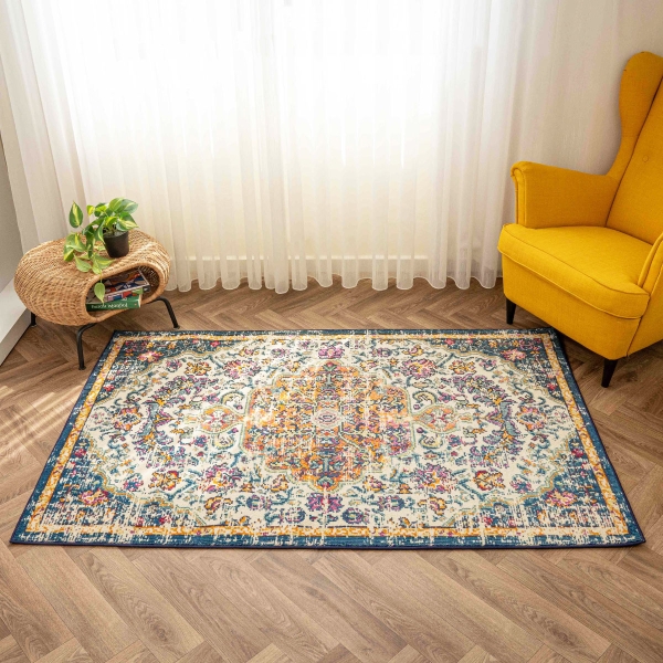 Art Fiona 80 x 300 cm Zymta Winter Carpet - Beige / Orange / Navy Blue / Mustard