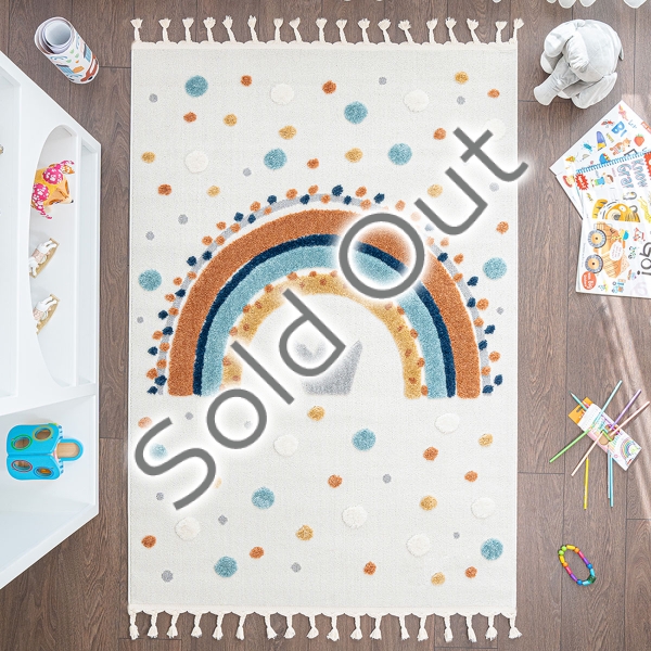 Katy Rainbow 3D Print 120 x 180 cm Zymta Winter Carpet - Cream / Turquoise / Orange / Mustard