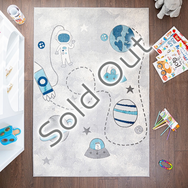 Eco Space Adventure 80 x 150 cm Zymta Winter Carpet - Grey / Navy Blue / Turquoise / Cream