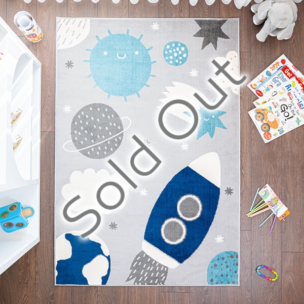 Eco Sky Dream 80 x 150 cm Zymta Winter Carpet - Navy Blue / White / Grey / Turquoise