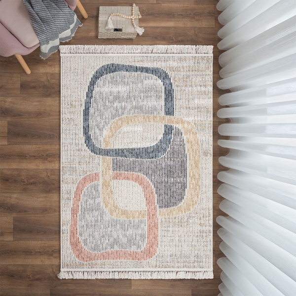 Infinity Interwoven Harmony 160 x 230 cm Zymta Winter Carpet - Salmon / Mustard / Dark Grey / Cream