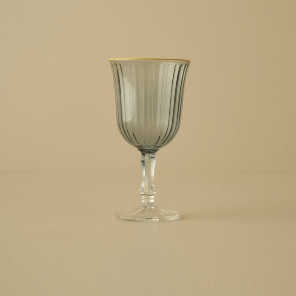 6 Pieces Line Glass Cup Set 240 ml - Blue / Gold