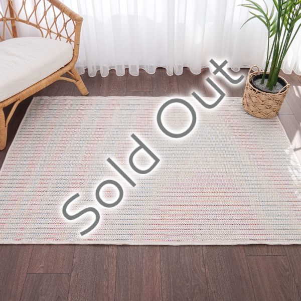 Blossom Vert Stripes 80 x 150 cm Jute Decorative Rug Natural - Cream / Yellow / Orange / Blue