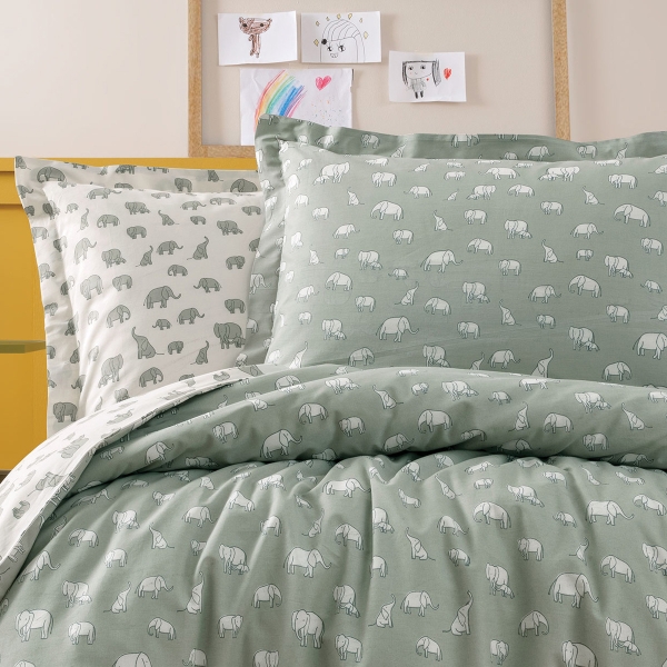 3 Pieces Povey Young Single Duvet Cover Set 160 x 220 cm - Sage Green