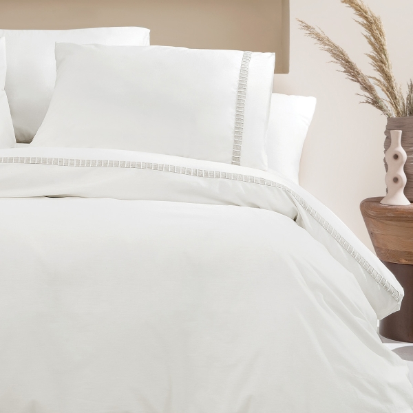 4 Pieces Clair Double Blanket Duvet Cover Set 200 x 220 cm - White
