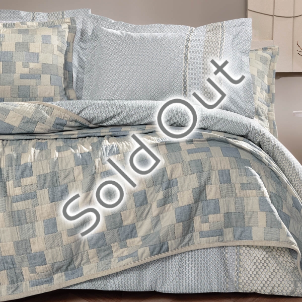 7 Pieces Tanna Jacquard Double Duvet Cover and Bedspread Set 200 x 220 cm - Indigo