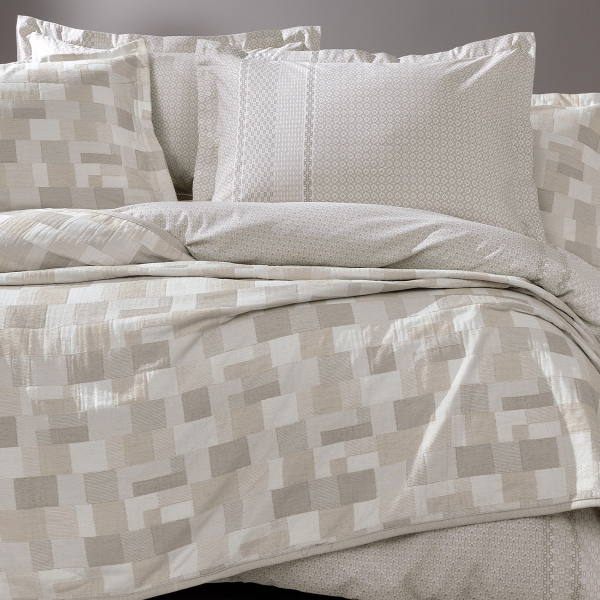 7 Pieces Tanna Jacquard Double Duvet Cover and Bedspread Set 200 x 220 cm - Beige