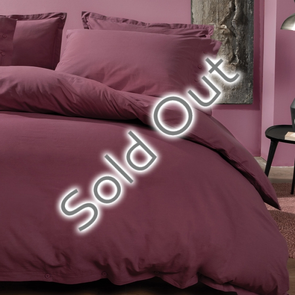 3 Pieces Plain Ranforce Single Duvet Cover Set 160 x 220 cm - Plum