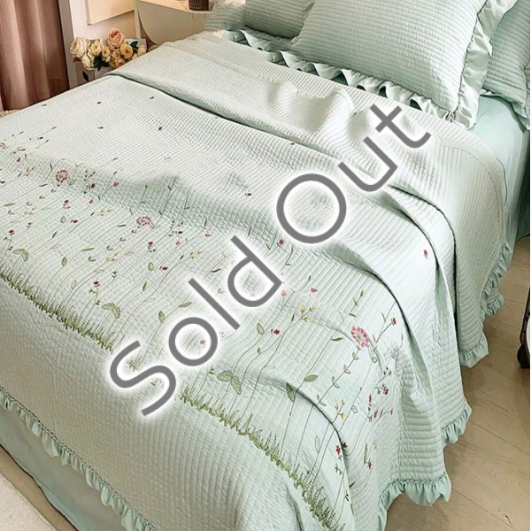3 Pieces Classic Double Bedspread Set 200 x 230 cm - Green