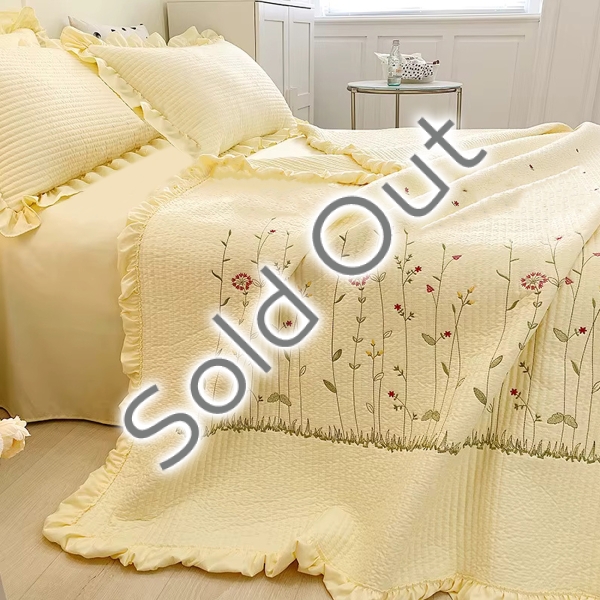 3 Pieces Classic Double Bedspread Set 200 x 230 cm - Yellow
