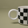 Grid Ceramic Porcelain Mug 360 ml - Black / White 