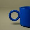 Round Big Circle Handle Ceramic Porcelain Mug 390 ml - Dark Blue 