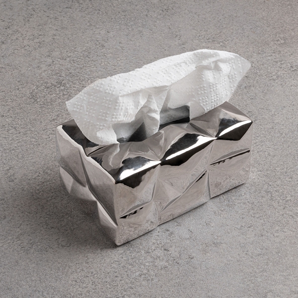 Rectangle Tissue Box 19 x 13 x 9 cm - Silver