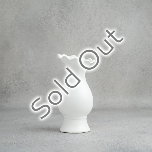 Classic Elegant Glass Flower Vase  12 x 10 x 23 cm - White
