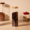 Square Glass Jar With Bamboo Lid 21 x 6 x 6 cm - Transparent / Beige