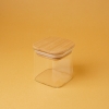 Square Glass Jar With Bamboo Lid 6.8 x 6 x 6 cm - Transparent / Beige