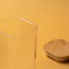Square Glass Jar With Bamboo Lid 21 x 8 x 8 cm - Transparent / Beige